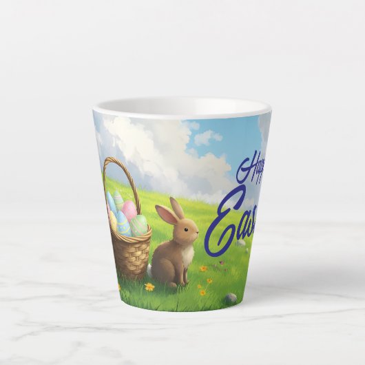 Vreedzaam Pasen lente weide konijn & eiermand Latte Mok (Voorkant)