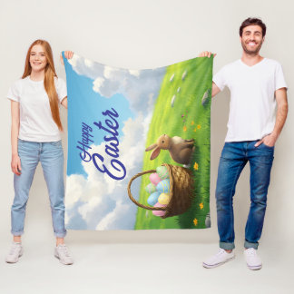 Vreedzaam Pasen Lente Weiland Konijn & Eiermand Fleece Deken