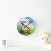 Vreedzaam Pasen Lente Weiland Konijn & Eiermand Ronde Klok (Huis)