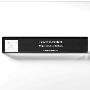 Vreedzaam/Perfect zwart acrylaat bureaubladnaampla Naambordje