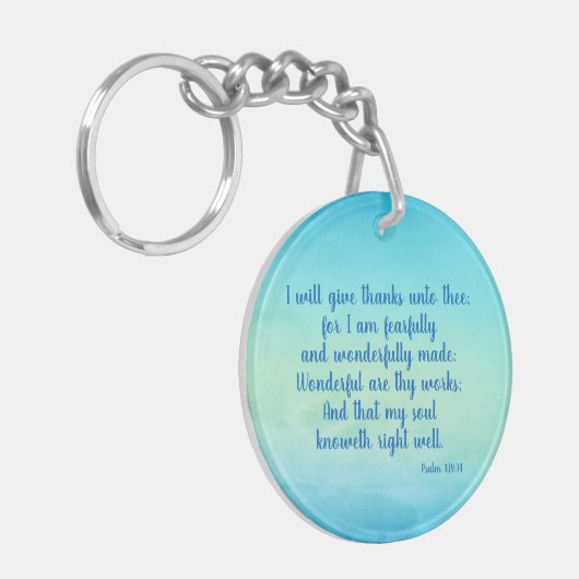 Vreedzaam plein 139:14 Bevordering bijbelse versie Sleutelhanger (Voorkant Links)