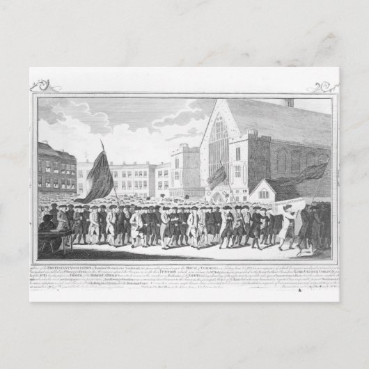 Vreedzaam proces van de leden van de protestante briefkaart (Voorkant)