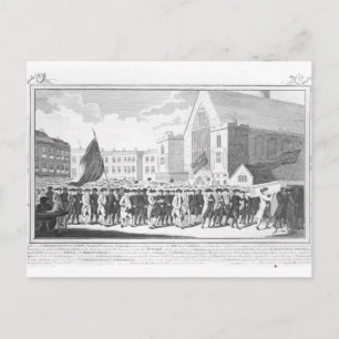 Vreedzaam proces van de leden van de protestante briefkaart