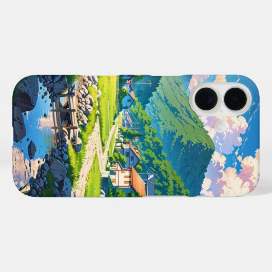 Vreedzaam rivierdorp Case-Mate iPhone case (Achterkant (horizontaal))