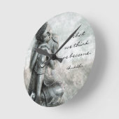 Vreedzaam ruiterend zilver Boeddha met woienprijs Ronde Klok (Hoek)