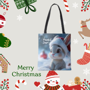 Vreedzaam seizoen en Big Eye Rabbit Tote Bag