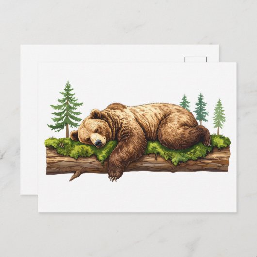 Vreedzaam slapen grizzly Beer bos illustratie Briefkaart (Voorkant / Achterkant)