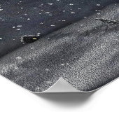 vreedzaam sneeuwbalspel bij nacht poster (Hoek)