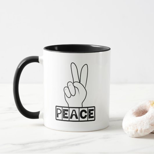 Vreedzaam teken mok (Met donut)