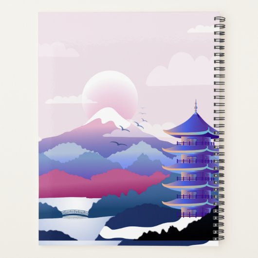 Vreedzaam tempellandschap bij zonsopgang planner (Achterkant)