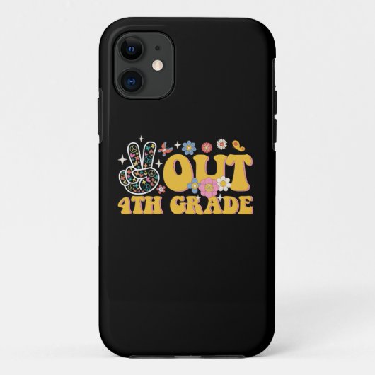 Vreedzaam Uit 4e Klas Groovy Laatste Schooldag Case-Mate iPhone Case (Achterkant)