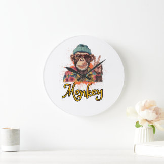 Vreedzaam Uit Aap Grappig Retro Vintage Design Grote Klok