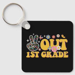Vreedzaam uit de 1e klas, groovy laatste schooldag sleutelhanger