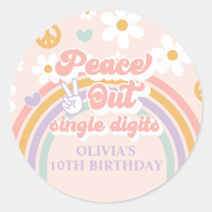 Vreedzaam Uit Eéncijferige 10e Verjaardag Ronde Sticker