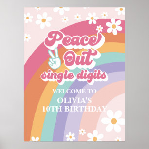 Vreedzaam Uit Eencijferige Retro Regenboog Welkom Poster