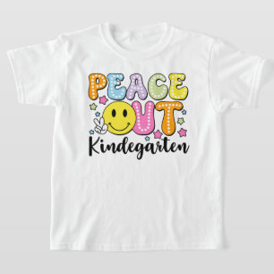 Vreedzaam Uit Kleuterschool Retro Bubbel Letter T-shirt