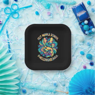Vreedzaam Uit Middel Hallo Hoge School Tie Dye Papieren Bordje
