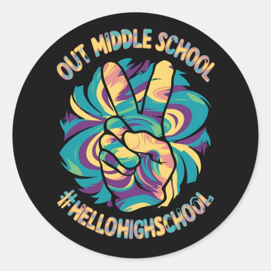Vreedzaam Uit Middel Hallo Middelbare School Tie D Ronde Sticker (Voorkant)