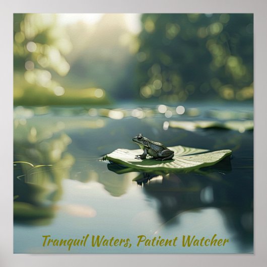 Vreedzaam vijverleven: kikker op Lily Pad Poster (Voorkant)