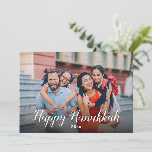 Vreedzaam Vreugdevolle Gelukkige Chanoeka Blauwe M Feestdagenkaart (Staand voorkant)