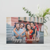 Vreedzaam Vreugdevolle Gelukkige Chanoeka Blauwe M Feestdagenkaart (Staand voorkant)