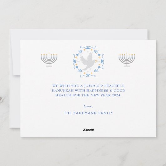 Vreedzaam Vreugdevolle Gelukkige Chanoeka Moderne Feestdagenkaart (Achterkant)