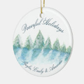 Vreedzaam Winter Woud Waterverf Script Kerstmis Keramisch Ornament (Links)
