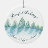 Vreedzaam Winter Woud Waterverf Script Kerstmis Keramisch Ornament (Achterkant)