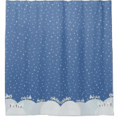 Vreedzaam winterbos met sneeuw en sneeuwvlokken douchegordijn (Voorkant)