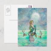 Vreedzaam Zee Zeemeermin Fantasy Art Briefkaart (Voorkant / Achterkant)