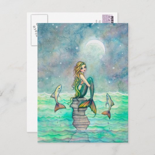Vreedzaam Zee Zeemeermin Fantasy Art Briefkaart (Voorkant / Achterkant)