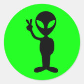 Vreedzame Alien Ronde Sticker (Voorkant)