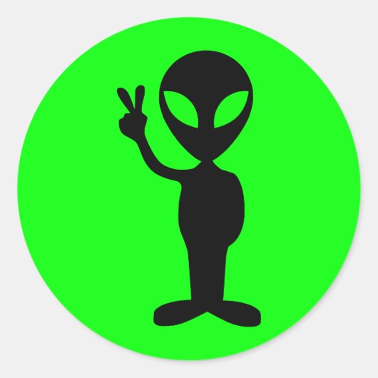 Vreedzame Alien Ronde Sticker (Voorkant)
