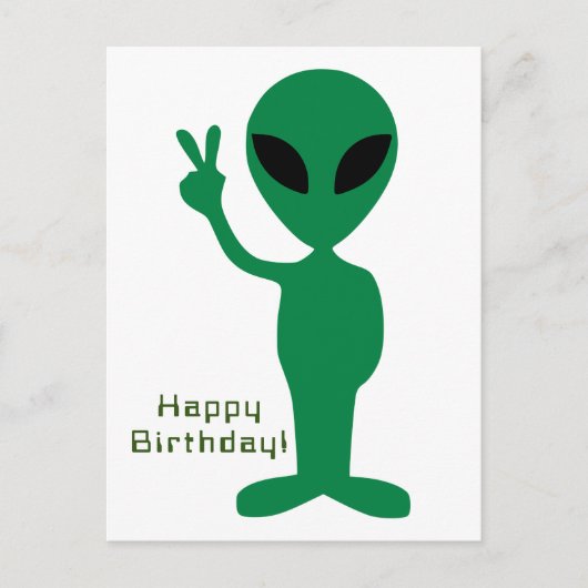 Vreedzame Alien Verjaardag Briefkaart (Voorkant)