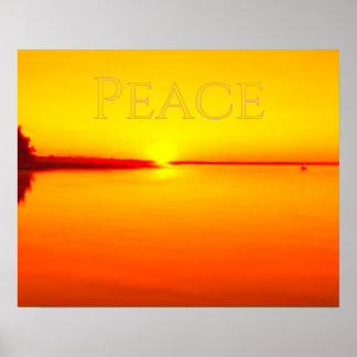 Vreedzame Amber Zonsondergang boven Water Poster