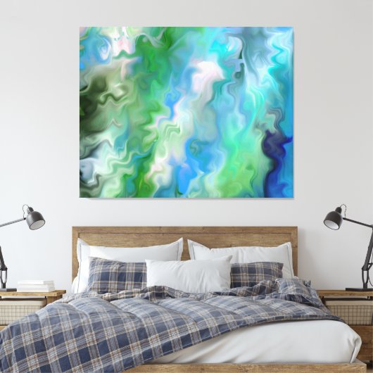 Vreedzame Aquamarijn Abstract 1.7 Canvas Afdruk (Insitu (Slaapkamer))