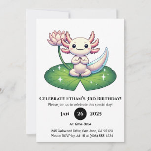 Vreedzame Axolotl op Lotus Leaf Verjaardag Kaart