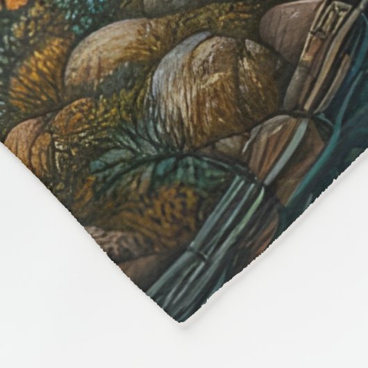 Vreedzame band: inheemse vrouw en wolf fleece deken (Hoek)