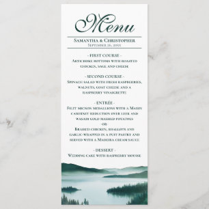 Vreedzame Bergmeer Elegante Rustieke Bruiloft Menu