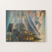 Vreedzame bergmeer in de herfst legpuzzel (Horizontaal)