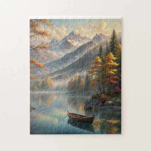 Vreedzame bergmeer in de herfst legpuzzel (Verticaal)