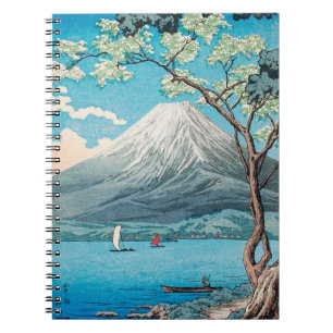 Vreedzame Blauwe Mount Fuji Lake Print Notitieboek