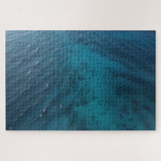 Vreedzame blauwe oceaan uitdagend legpuzzel (Horizontaal)