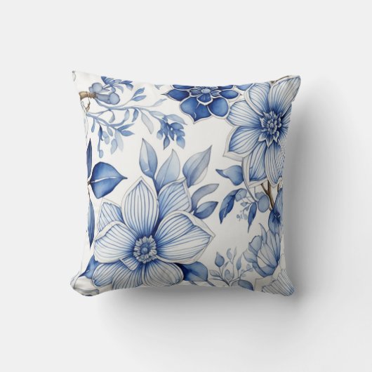 Vreedzame bloemen: Kalmerende abstracte bloemkunst Kussen (Voorkant)