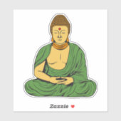 Vreedzame Boeddha Boeddhistische monnik in groene Sticker (Vel)