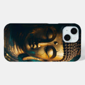 Vreedzame Boeddha gezicht Gouden Blauwe Kunst Anti Case-Mate iPhone Case (Achterkant (horizontaal))