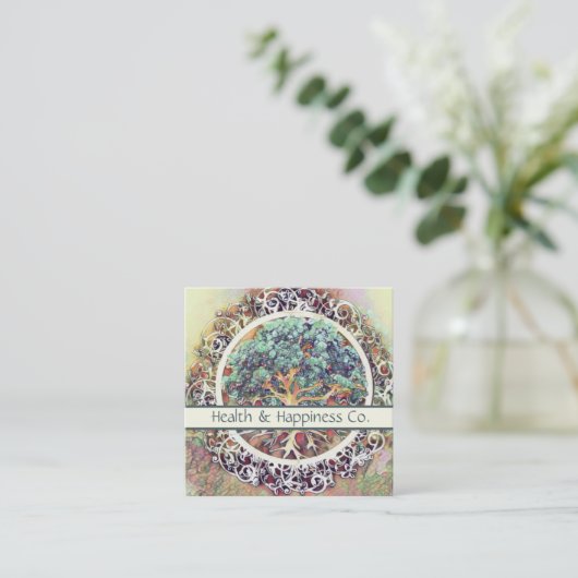 Vreedzame boom van het Visitekaartje van het leven (Staand voorkant)