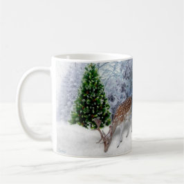 Vreedzame bos met damherten Kerstmug Koffiemok