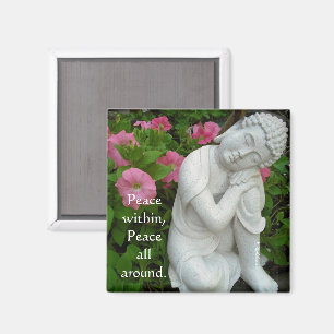 Vreedzame Buddha Tuinmagneet – Bewerkbare Zen-teks Magneet