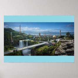Vreedzame buitenaardse stad poster
